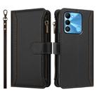For Tecno Spark Go 2022 / Spark 8C Magnetic Closure 9 Card Slots Zipper Leather Case with Hand Strap(Black) - 2
