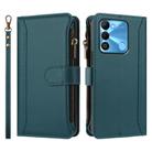 For Tecno Spark Go 2022 / Spark 8C Magnetic Closure 9 Card Slots Zipper Leather Case with Hand Strap(Dark Green) - 2