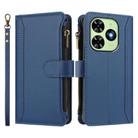 For Tecno Spark Go 2024 / 20C 4G Magnetic Closure 9 Card Slots Zipper Leather Case with Hand Strap(Dark Blue) - 2