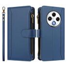 For Tecno Spark 30 4G Magnetic Closure 9 Card Slots Zipper Leather Case with Hand Strap(Dark Blue) - 2