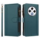 For Tecno Spark 30 4G Magnetic Closure 9 Card Slots Zipper Leather Case with Hand Strap(Dark Green) - 2