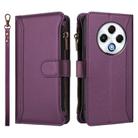 For Tecno Spark 30 4G Magnetic Closure 9 Card Slots Zipper Leather Case with Hand Strap(Purple) - 2