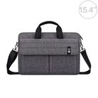 ST08 Handheld Briefcase Carrying Storage Bag with Shoulder Strap for 15.4 inch Laptop(Grey) - 1