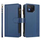 For Asus ROG Phone 8 / 8 Pro Magnetic Closure 9 Card Slots Zipper Leather Case with Hand Strap(Dark Blue) - 2