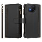 For Asus ROG Phone 8 / 8 Pro Magnetic Closure 9 Card Slots Zipper Leather Case with Hand Strap(Black) - 2