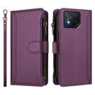 For Asus ROG Phone 8 / 8 Pro Magnetic Closure 9 Card Slots Zipper Leather Case with Hand Strap(Purple) - 2
