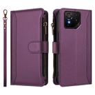 For Asus ROG Phone 9 / 9 Pro Magnetic Closure 9 Card Slots Zipper Leather Case with Hand Strap(Purple) - 2