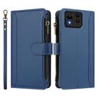 For Asus Zenfone 11 Ultra Magnetic Closure 9 Card Slots Zipper Leather Case with Hand Strap(Dark Blue) - 2