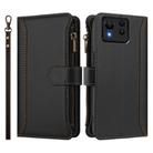 For Asus Zenfone 11 Ultra Magnetic Closure 9 Card Slots Zipper Leather Case with Hand Strap(Black) - 2