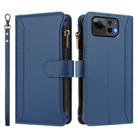 For Asus Zenfone 12 Ultra Magnetic Closure 9 Card Slots Zipper Leather Case with Hand Strap(Dark Blue) - 2