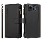 For Asus Zenfone 12 Ultra Magnetic Closure 9 Card Slots Zipper Leather Case with Hand Strap(Black) - 2