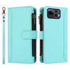 For Asus Zenfone 12 Ultra Magnetic Closure 9 Card Slots Zipper Leather Case with Hand Strap(Mint Green) - 2