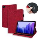 For Samsung Galaxy Tab A7 10.4 (2020) Calf Texture Embossed Horizontal Flip Leather Case with Holder & Card Slots & Photo Frame(Red) - 1