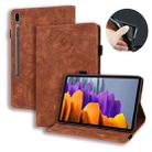For Samsung Galaxy Tab S8 / Galaxy Tab S7 Calf Texture Embossed Horizontal Flip Leather Case with Holder & Card Slots & Photo Frame(Brown) - 1