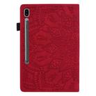 For Samsung Galaxy Tab S8 / Galaxy Tab S7 Calf Texture Embossed Horizontal Flip Leather Case with Holder & Card Slots & Photo Frame(Red) - 3