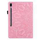 For Samsung Galaxy Tab S8 / Galaxy Tab S7 Calf Texture Embossed Horizontal Flip Leather Case with Holder & Card Slots & Photo Frame(Pink) - 3