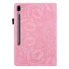 For Samsung Galaxy Tab S8+ / Tab S8 Plus /  Tab S7 FE / Tab S7+ Calf Texture Embossed Horizontal Flip Leather Case with Holder & Card Slots & Photo Frame(Pink) - 3