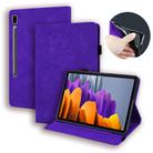 For Samsung Galaxy Tab S8+ / Tab S8 Plus /  Tab S7 FE / Tab S7+ Calf Texture Embossed Horizontal Flip Leather Case with Holder & Card Slots & Photo Frame(Purple) - 1