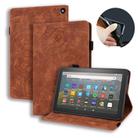 For Amazon Fire HD 8 (2020) Calf Texture Embossed Horizontal Flip Leather Case with Holder & Card Slots & Photo Frame(Brown) - 1
