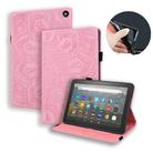 For Amazon Fire HD 8 (2020) Calf Texture Embossed Horizontal Flip Leather Case with Holder & Card Slots & Photo Frame(Pink) - 1