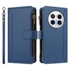 For Huawei Mate 70 Magnetic Closure 9 Card Slots Zipper Leather Case with Hand Strap(Dark Blue) - 2