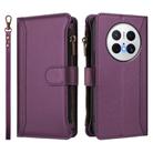 For Huawei Mate 70 Pro / 70 Pro+ Magnetic Closure 9 Card Slots Zipper Leather Case with Hand Strap(Purple) - 2