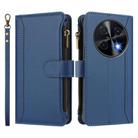 For Huawei nova 12i 4G Global Magnetic Closure 9 Card Slots Zipper Leather Case with Hand Strap(Dark Blue) - 2