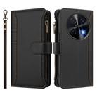 For Huawei nova 12i 4G Global Magnetic Closure 9 Card Slots Zipper Leather Case with Hand Strap(Black) - 2