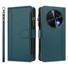 For Huawei nova 12i 4G Global Magnetic Closure 9 Card Slots Zipper Leather Case with Hand Strap(Dark Green) - 2