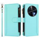 For Huawei nova 12i 4G Global Magnetic Closure 9 Card Slots Zipper Leather Case with Hand Strap(Mint Green) - 2