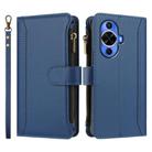 For Huawei nova 12s 4G Global Magnetic Closure 9 Card Slots Zipper Leather Case with Hand Strap(Dark Blue) - 2