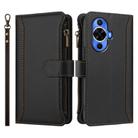 For Huawei nova 12s 4G Global Magnetic Closure 9 Card Slots Zipper Leather Case with Hand Strap(Black) - 2