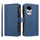 For Huawei nova 13 / nova 12 Magnetic Closure 9 Card Slots Zipper Leather Case with Hand Strap(Dark Blue) - 2