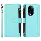 For Huawei nova 13 Pro Magnetic Closure 9 Card Slots Zipper Leather Case with Hand Strap(Mint Green) - 2