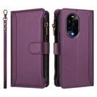 For Huawei nova 13 Pro Magnetic Closure 9 Card Slots Zipper Leather Case with Hand Strap(Purple) - 2