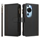 For Huawei P60 Art Magnetic Closure 9 Card Slots Zipper Leather Case with Hand Strap(Black) - 2