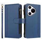 For Huawei Pura 70 Magnetic Closure 9 Card Slots Zipper Leather Case with Hand Strap(Dark Blue) - 2