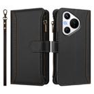 For Huawei Pura 70 Magnetic Closure 9 Card Slots Zipper Leather Case with Hand Strap(Black) - 2