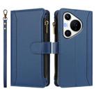 For Huawei Pura 70 Pro 5G / 70 Pro+ 5G Magnetic Closure 9 Card Slots Zipper Leather Case with Hand Strap(Dark Blue) - 2