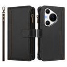 For Huawei Pura 70 Pro 5G / 70 Pro+ 5G Magnetic Closure 9 Card Slots Zipper Leather Case with Hand Strap(Black) - 2