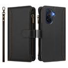 For Huawei Enjoy 50 4G Magnetic Closure 9 Card Slots Zipper Leather Case with Hand Strap(Black) - 2