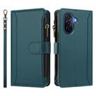 For Huawei Enjoy 50 4G Magnetic Closure 9 Card Slots Zipper Leather Case with Hand Strap(Dark Green) - 2