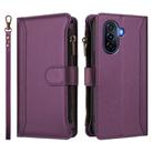 For Huawei Enjoy 50 4G Magnetic Closure 9 Card Slots Zipper Leather Case with Hand Strap(Purple) - 2
