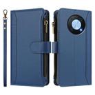 For Huawei Enjoy 50 Pro 4G Magnetic Closure 9 Card Slots Zipper Leather Case with Hand Strap(Dark Blue) - 2