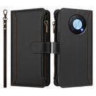For Huawei Enjoy 50 Pro 4G Magnetic Closure 9 Card Slots Zipper Leather Case with Hand Strap(Black) - 2
