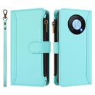 For Huawei Enjoy 50 Pro 4G Magnetic Closure 9 Card Slots Zipper Leather Case with Hand Strap(Mint Green) - 2