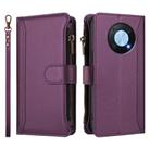 For Huawei Enjoy 50 Pro 4G Magnetic Closure 9 Card Slots Zipper Leather Case with Hand Strap(Purple) - 2