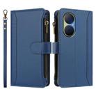 For Huawei Enjoy 80 5G Magnetic Closure 9 Card Slots Zipper Leather Case with Hand Strap(Dark Blue) - 2