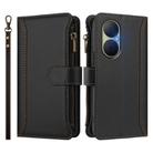 For Huawei Enjoy 80 5G Magnetic Closure 9 Card Slots Zipper Leather Case with Hand Strap(Black) - 2