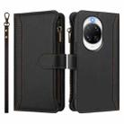 For Huawei nova 14 Pro Magnetic Closure 9 Card Slots Zipper Leather Case with Hand Strap(Black) - 2